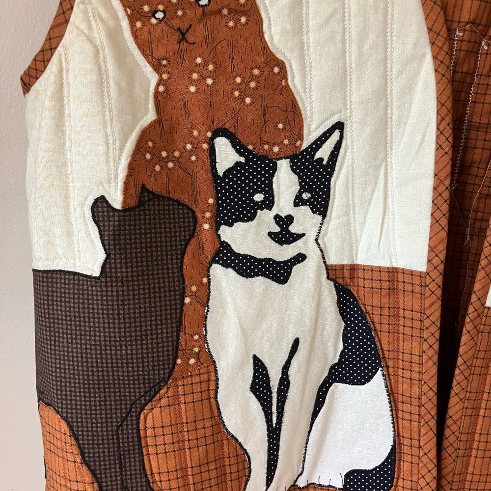 Quilted Cat Vest Women Large Shirley Stephenson Designs Feline Grandma Cottage - Picture 5 of 8